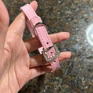 Pink Leather Rhinestone Dog Collar- Sz. Small